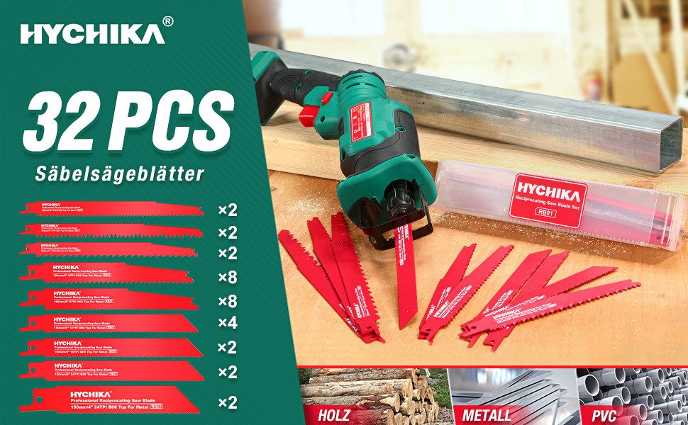 HYCHIKA Säbelsägeblatt HYCHIKA Reciprocating Saw Blades 32 Pieces (1-St) – Bild 4 von 5