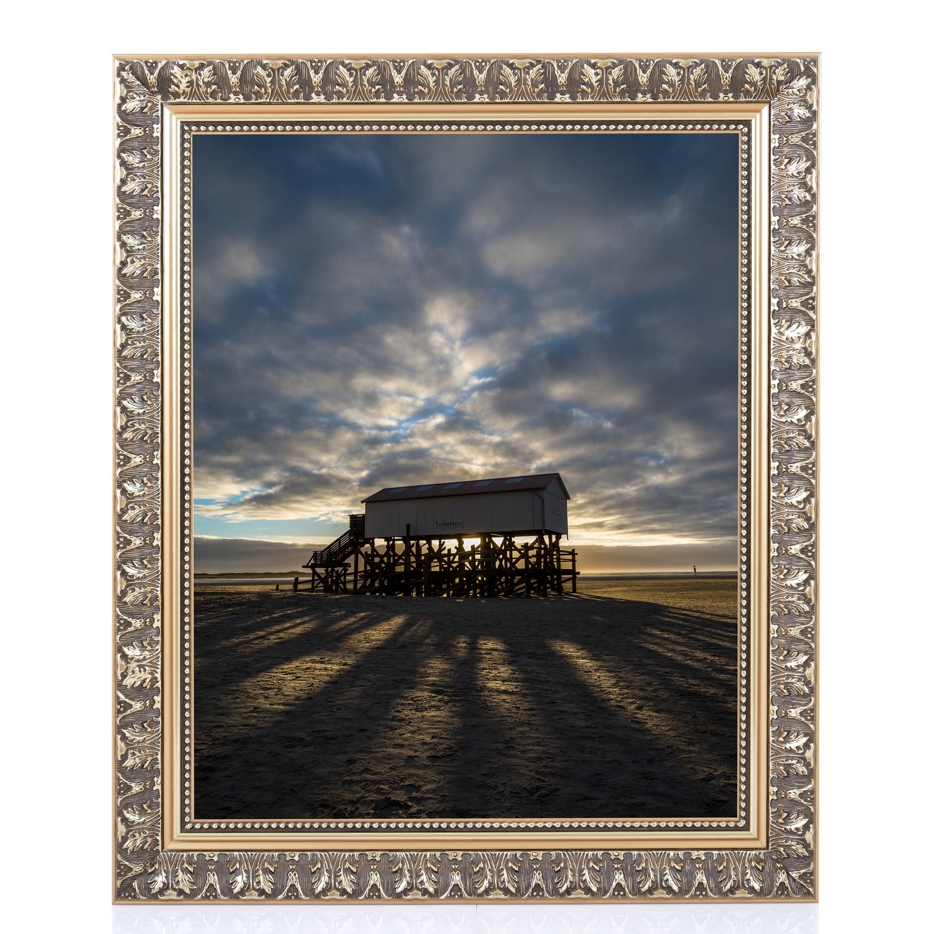 PCH[art] Bilderrahmen Holz Rahmen Wien in Barock Stil mit Kunstglas, Echtholz Bilderrahmen, Barockrahmen