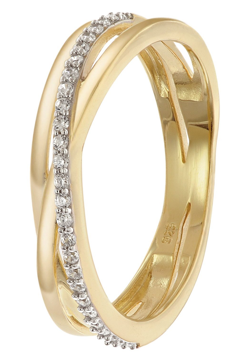 trendor Silberring Damen925 Silber Vergoldet mit Zirkonias