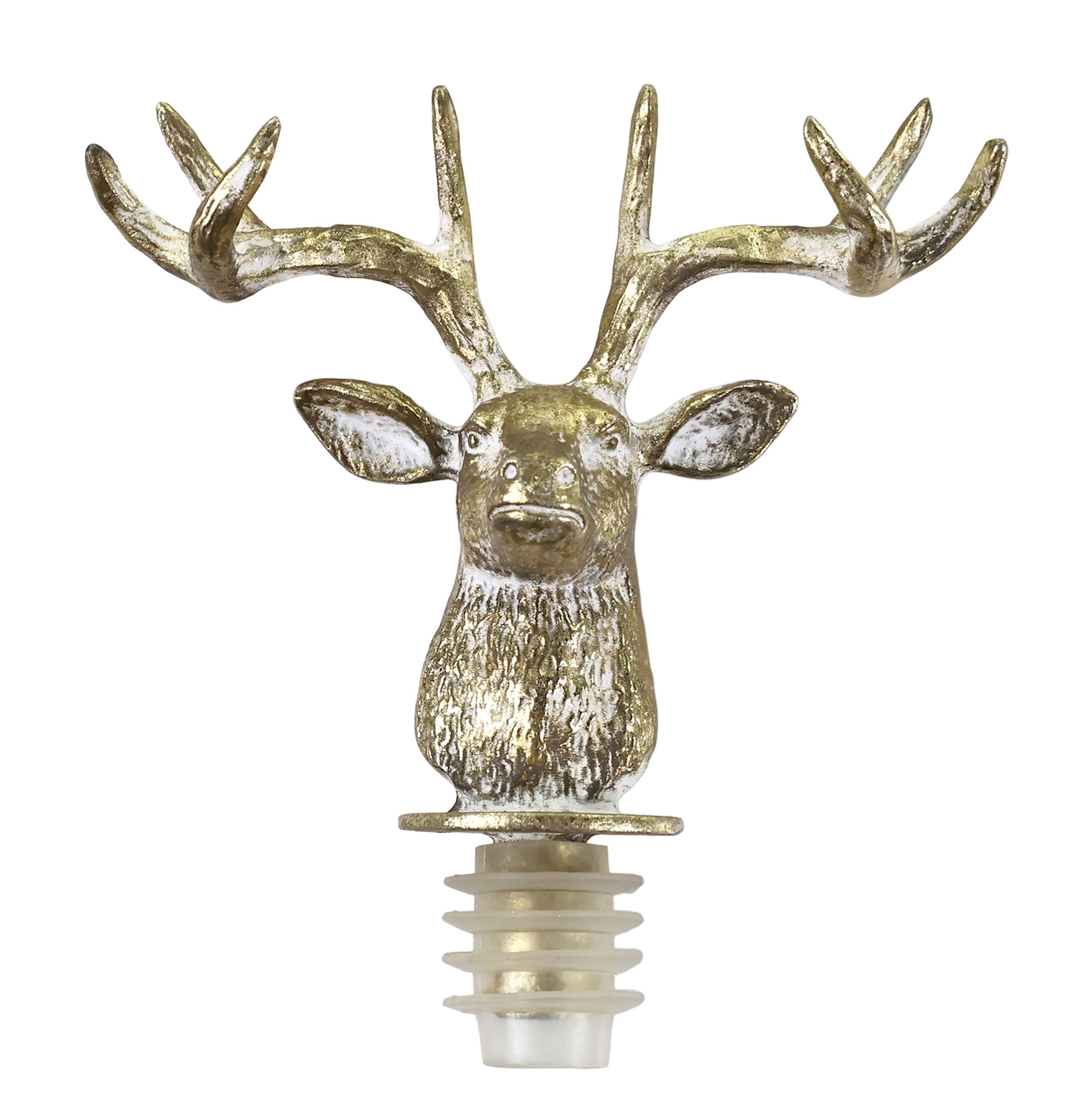 Chic Antique Flaschenverschluss Flaschenverschluss mit Hirsch Polyresin Goldfarben Chic Antique