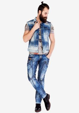 Cipo & Baxx Jeansweste im modischen Used-Look