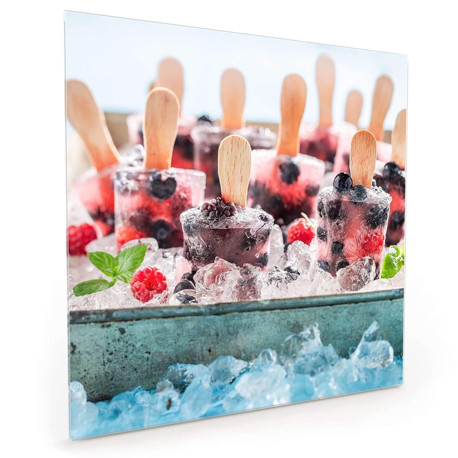 Primedeco Küchenrückwand Spritzschutz mit aus Beeren Motiv Küchenrückwand Eisstengel Glas