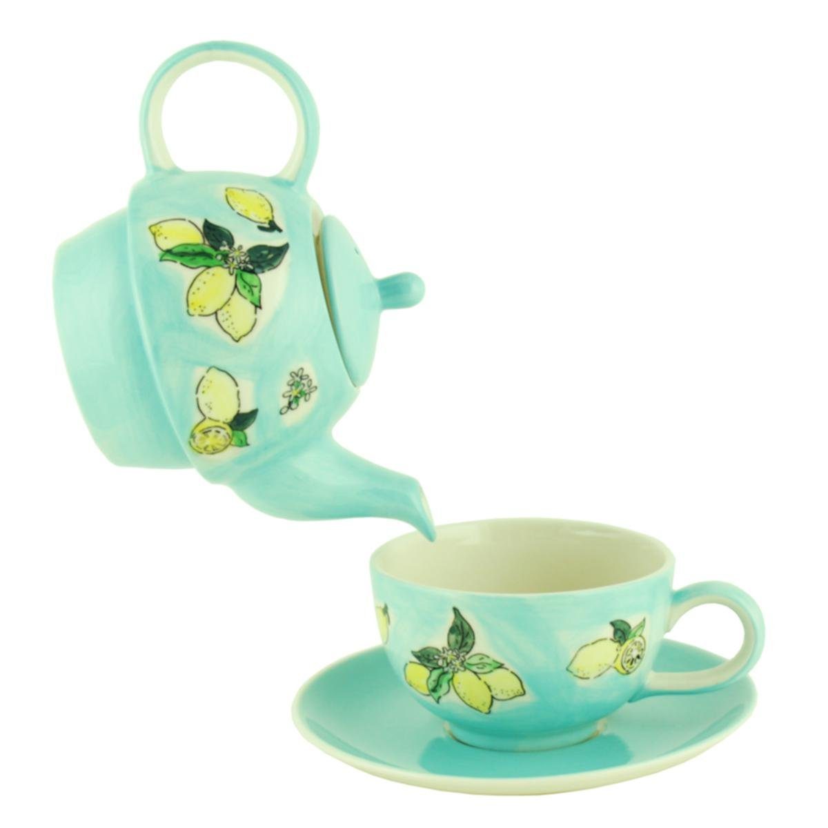Mila Teekanne Mila Keramik Tee-Set Tea for One Tutto Limone, 0,4 l, (Set, Tee-Set)