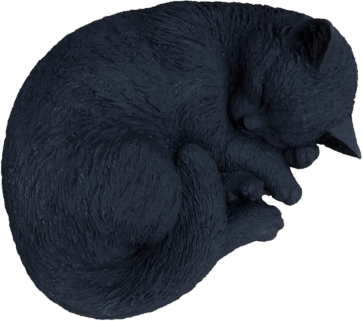 Stone and Style Gartenfigur Frostfeste Steinfigur schwarze Katze schlafend eingerollt – Bild 4 von 5