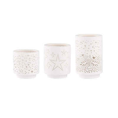 Räder Design Teelichthalter »Weihnachtliches Windlicht mit Sternen« (3er Set), Aus Porzellan