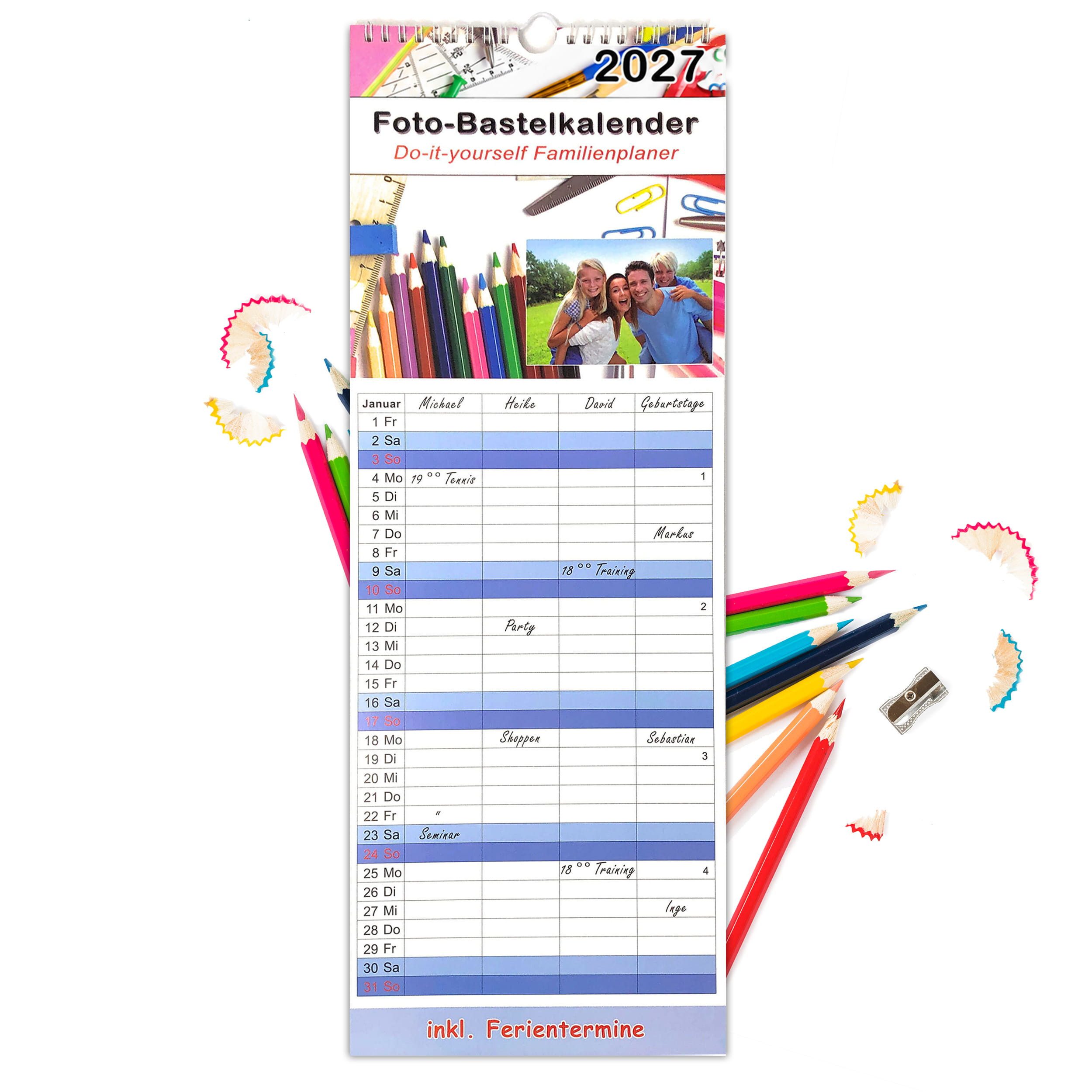 Familienkalender Familienkalender 2027 zum Selbstgestalten 4 Spalten Bastelkalender