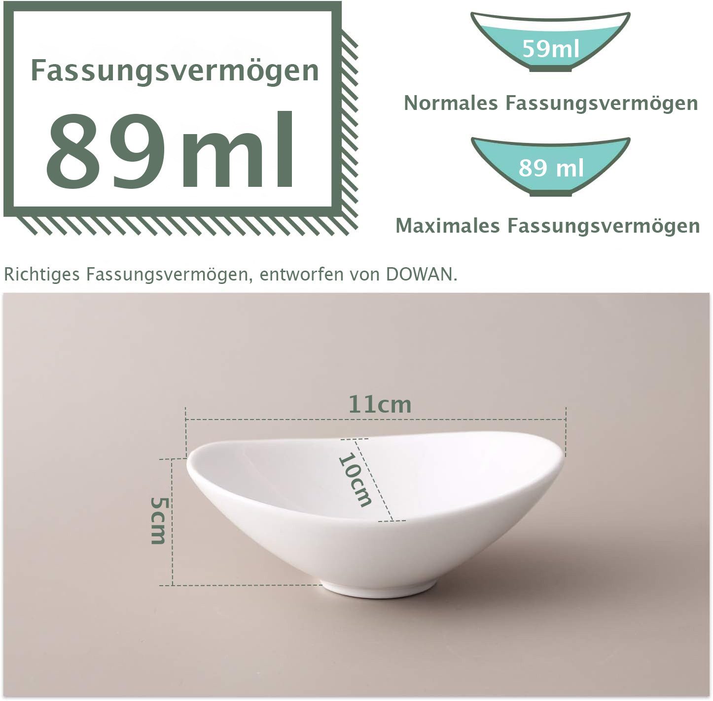 Dowan Dipschale Keramische Dip-Schalen, 90 ml, Weiß, (8-tlg)