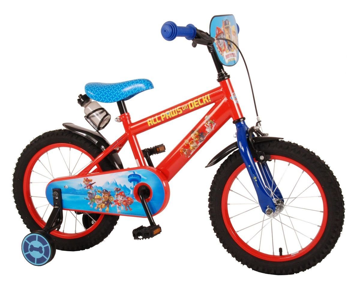 Volare Kinderfahrrad 16 Zoll Kinder Jungen Fahrrad Rad Bike Paw Patrol Rot 61650 Volare, 1 Gang, Rücktritt, Stützräder, Trinkflasche