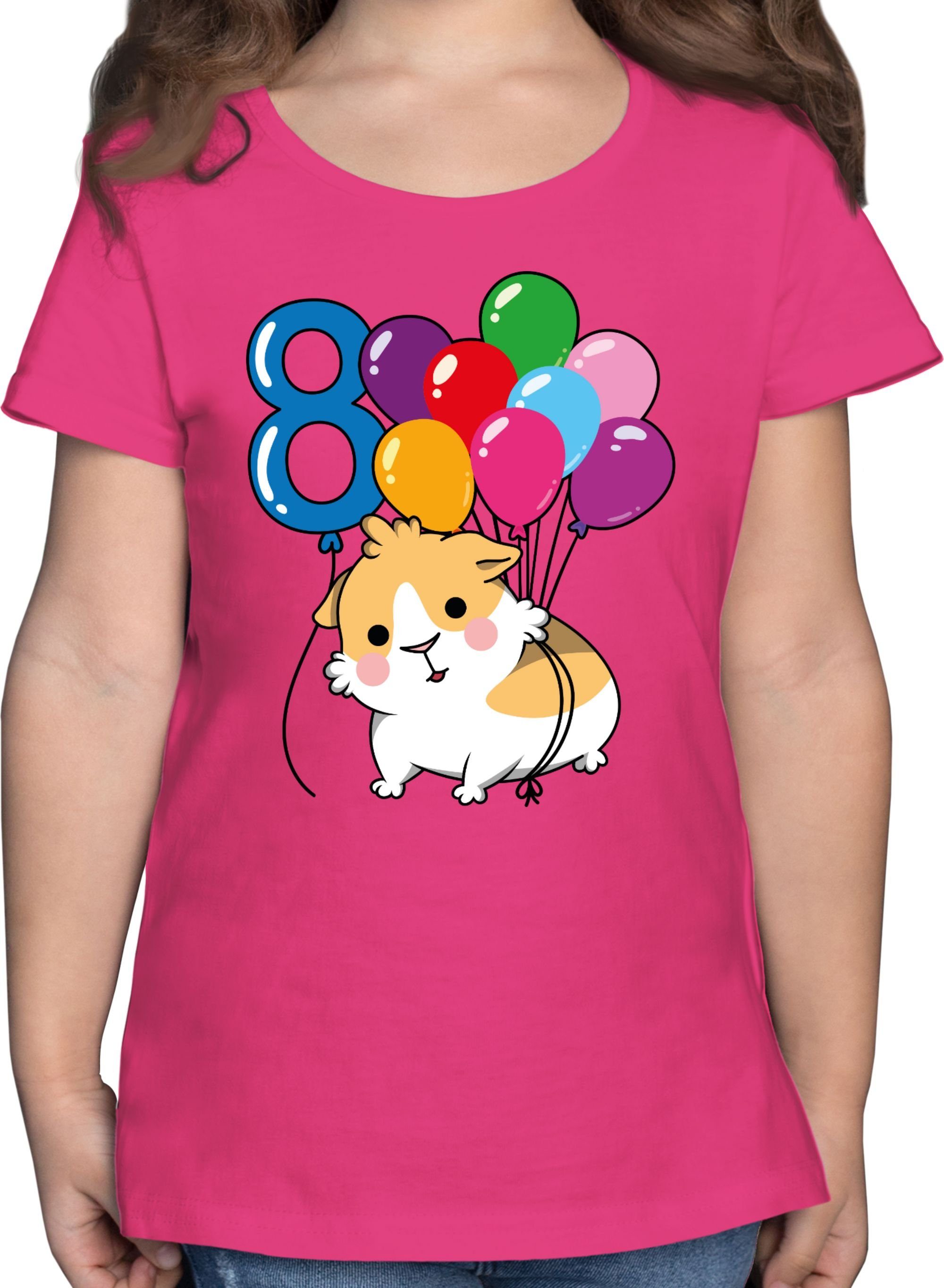 Shirtracer T-Shirt Meerschweinchen Acht 8. Geburtstag 2 Fuchsia