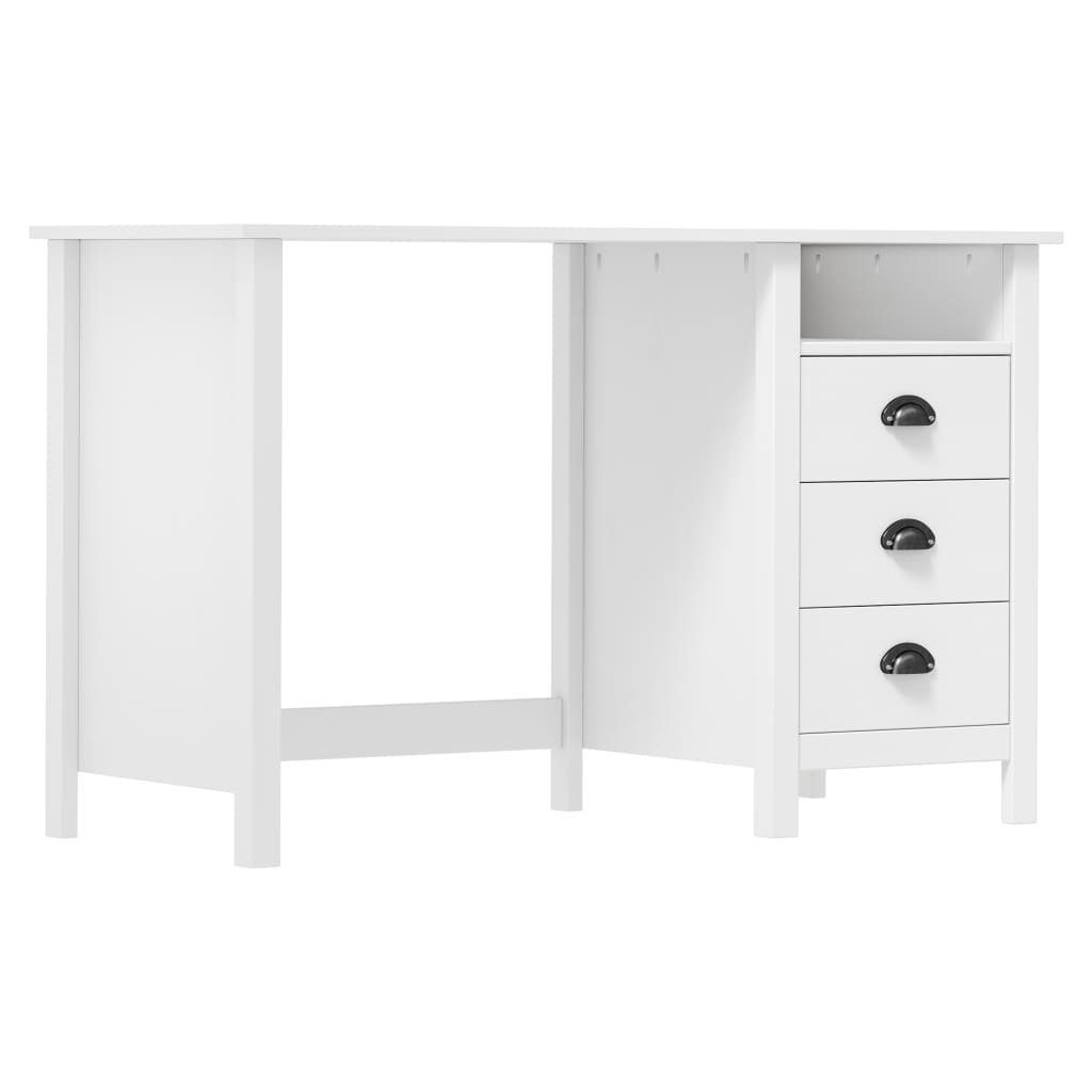 vidaXL Schreibtisch Schreibtisch Hill mit 3 Schubladen 120x50x74 cm Kiefernholz Weiß | Weiß