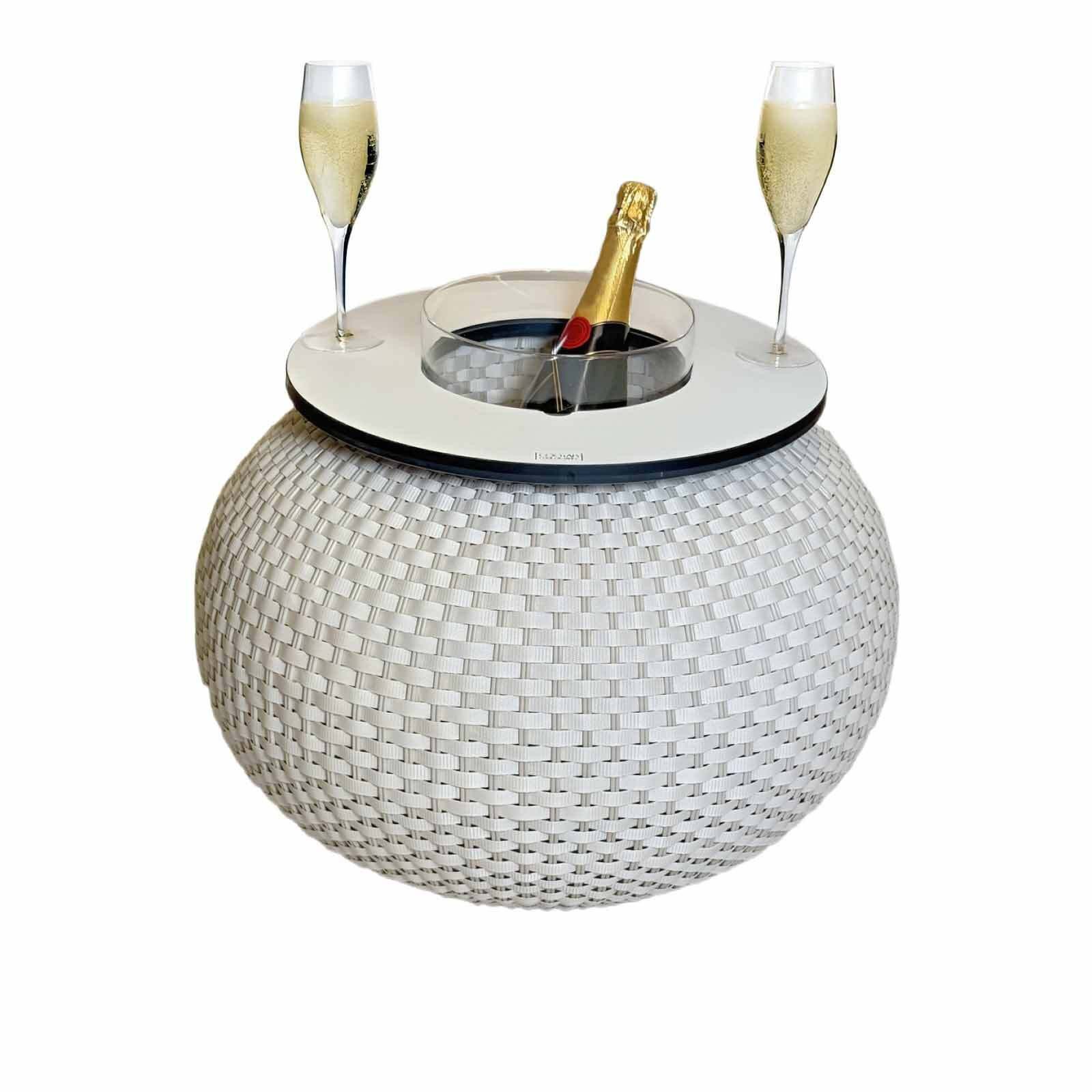 COOTAB Cooler Table Beistelltisch Milano 3-in-1 Loungetisch mit Acryl-Kühler 40 cm (1-St), Wetterfest, Pflegeleicht, Hitzebeständig, Verstellbare Füße