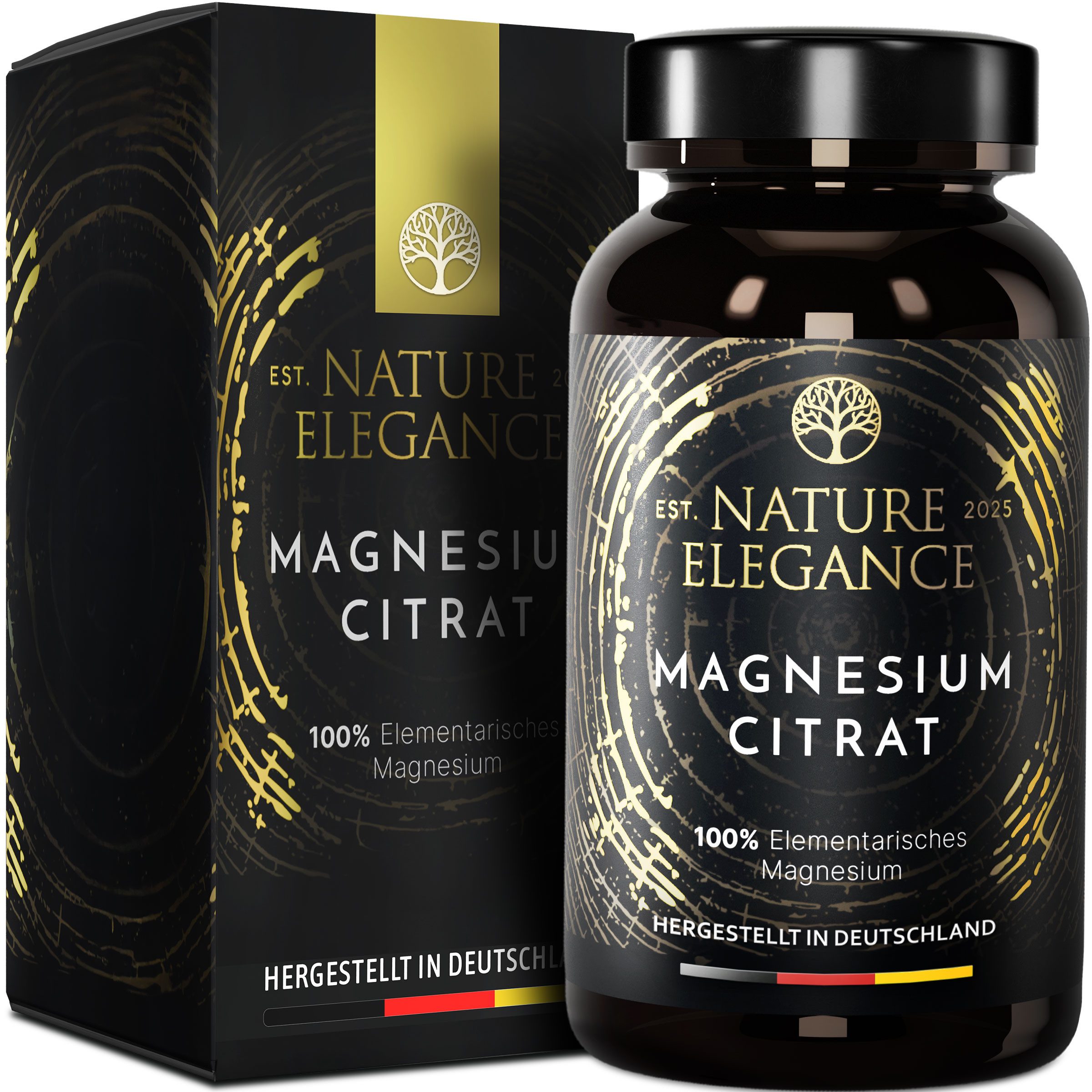NEOLYMP Magnesiumcitrat Kapseln - 360mg elementares Magnesium pro Dosis Kapseln, 1 er 180 St., Nachhaltige echte Braunglasverpackung - laborgeprüft & magenfreundlich