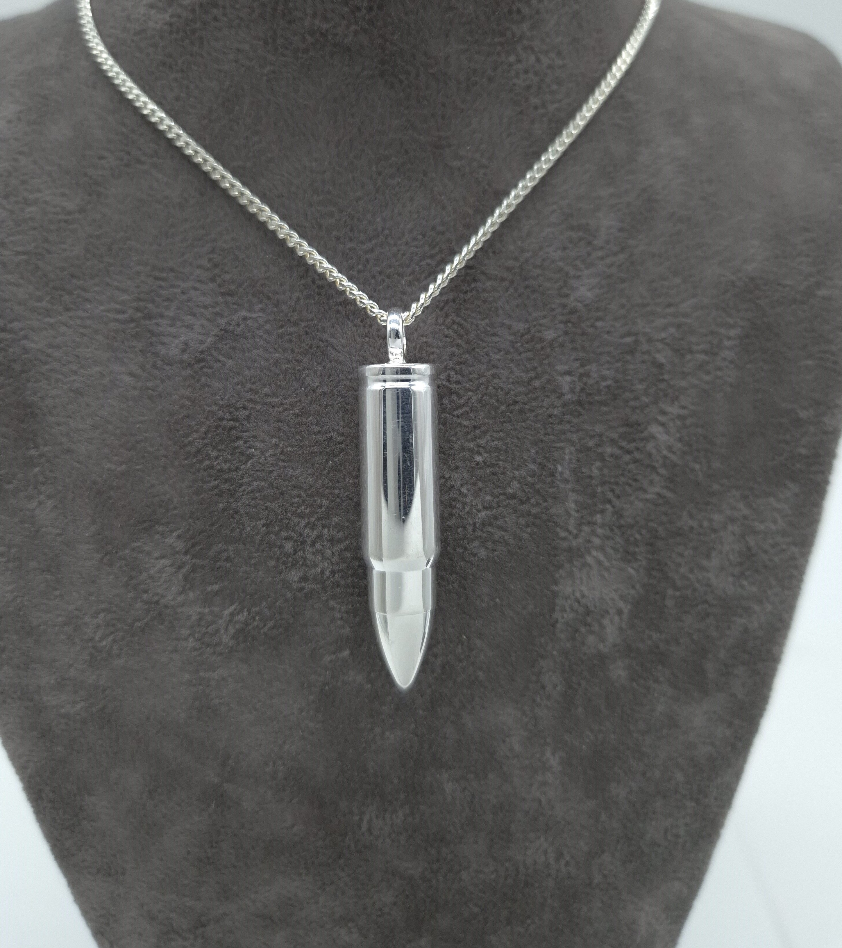 NAHLE Kette mit Anhänger Silber Patrone mit Silber Kette Panzerkette (2-tlg., inkl. Schmuckbox), rhodiniert, anlaufgeschützt, zum aufschrauben