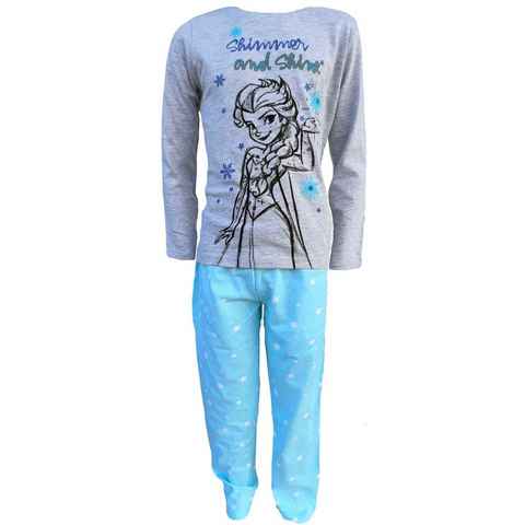 Disney Frozen Pyjama Die Eiskönigin Anna+Elsa Schlafanzug Mädchen Pyjama