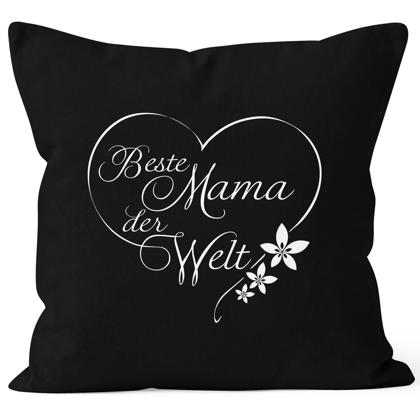 MoonWorks Dekokissen Kissenbezug Beste Mama der Welt Geschenk für Mutter Muttertag 40x40 Baumwolle MoonWorks® schwarz