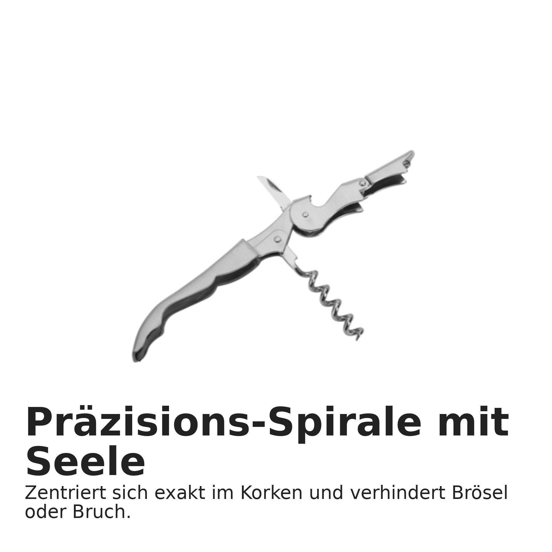 Thiru Korkenzieher - Kellnerbesteck - 2-Stufen-Hebel - Korkenzieher & Flaschenöffner, (2 tlg)