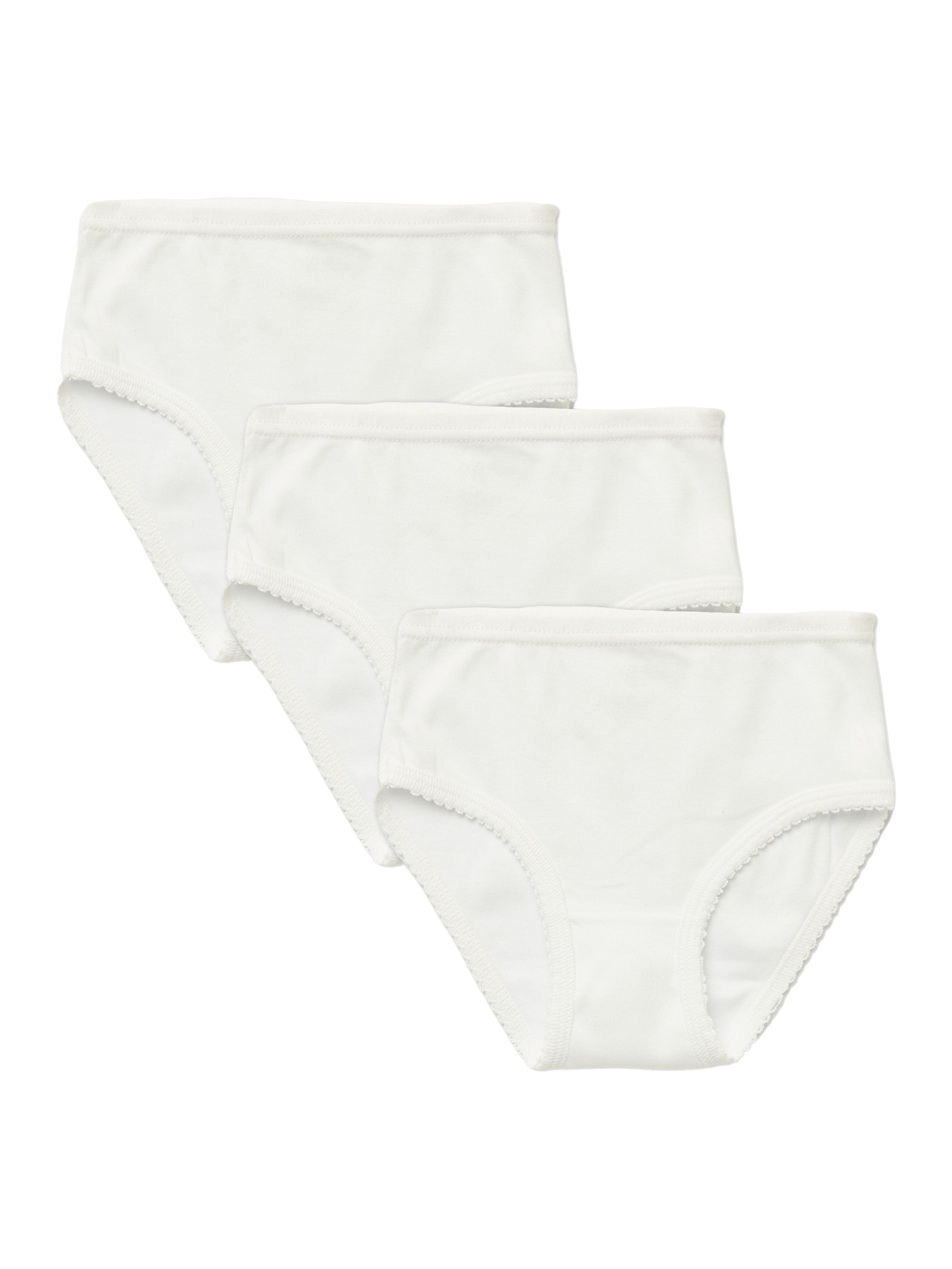 Slip 3er-Pack für Kinder Mädchen Weiß Feinripp-Qualität 100% Baumwolle