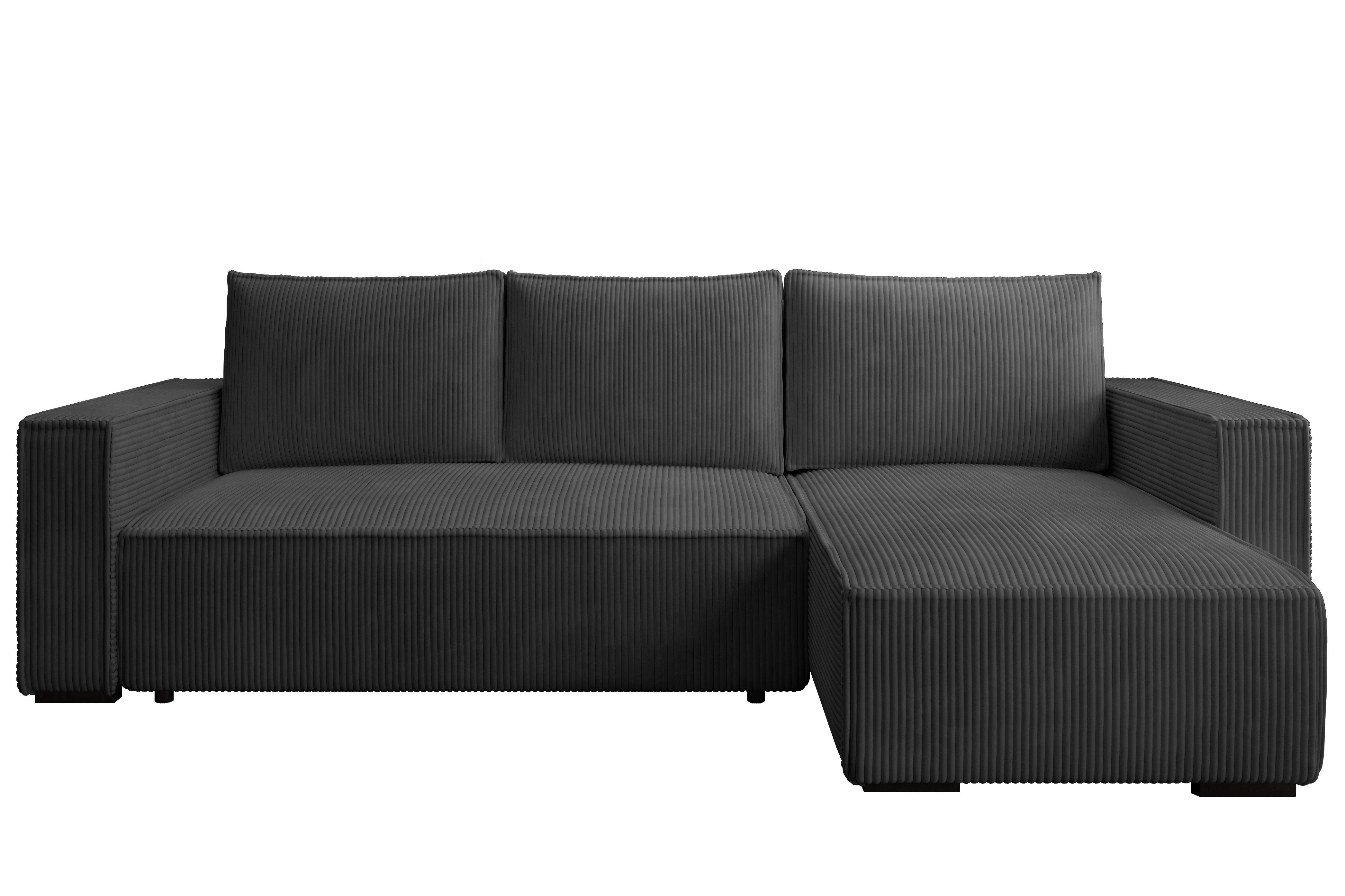 storez24 Ecksofa Letto, mit Bettkasten und Schlaffunktion, Cordstoff, L-Form, bequem