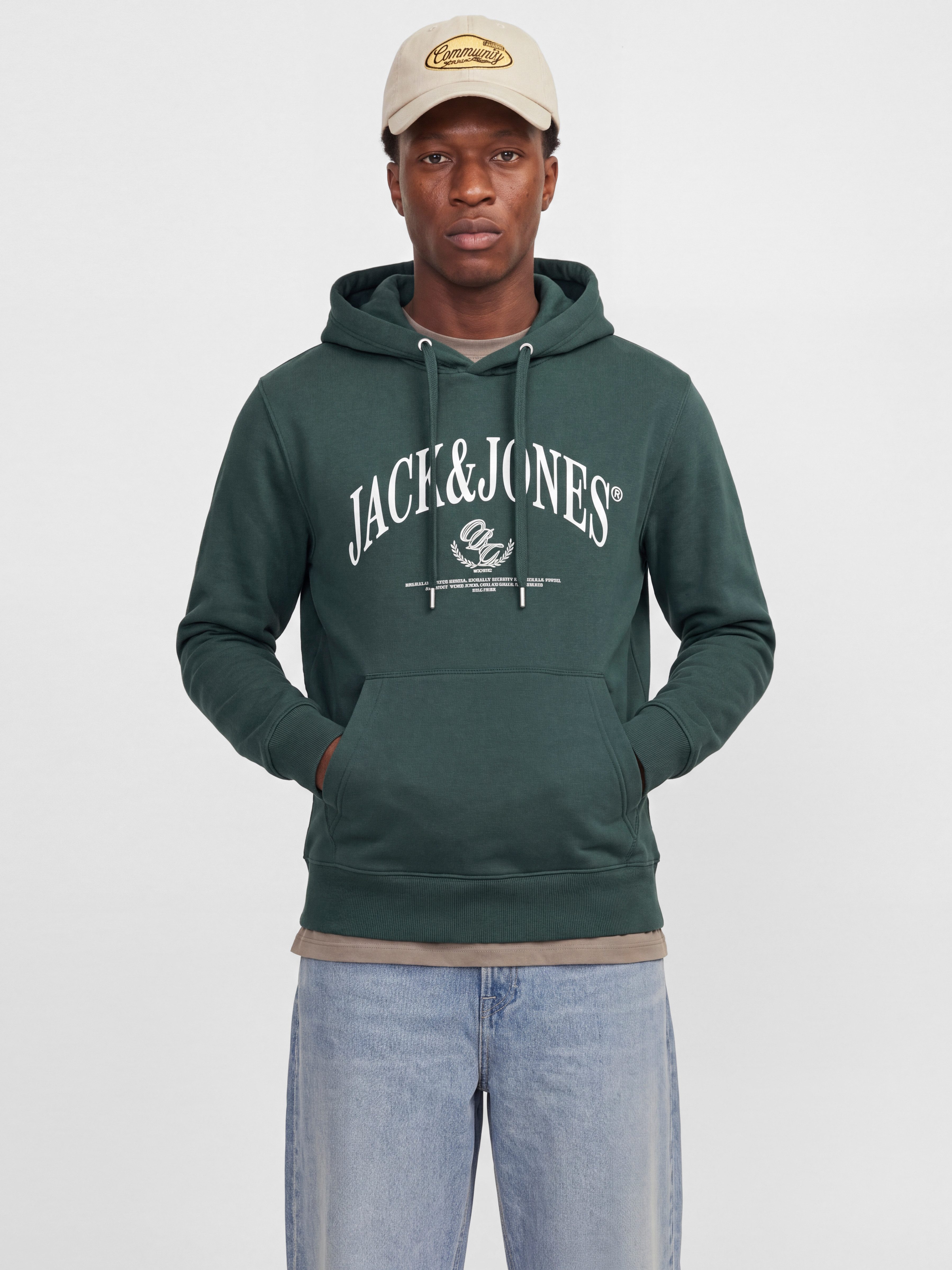 Jack & Jones Kapuzensweatshirt JORFREDERIKSBERG BOLD BRANDING SWEATHOOD Baumwollmischung, regular fit