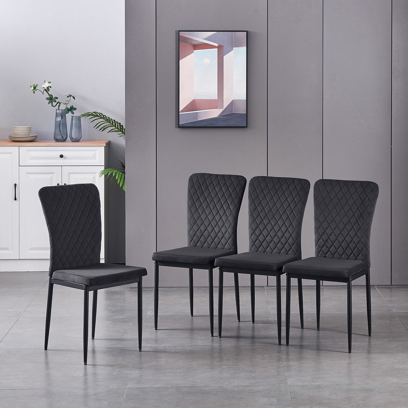 JYMTOM Esszimmerstuhl Samt/Kunstleder, hoher Lehne, Metallgestell, günstig online kaufen