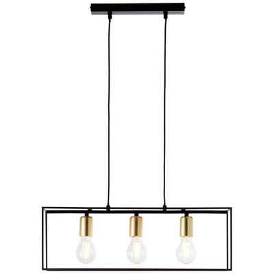 Brilliant Pendelleuchte Arica, Lampe Arica Pendelleuchte 3flg schwarz/messing 3x A60, E27, 60W, gee