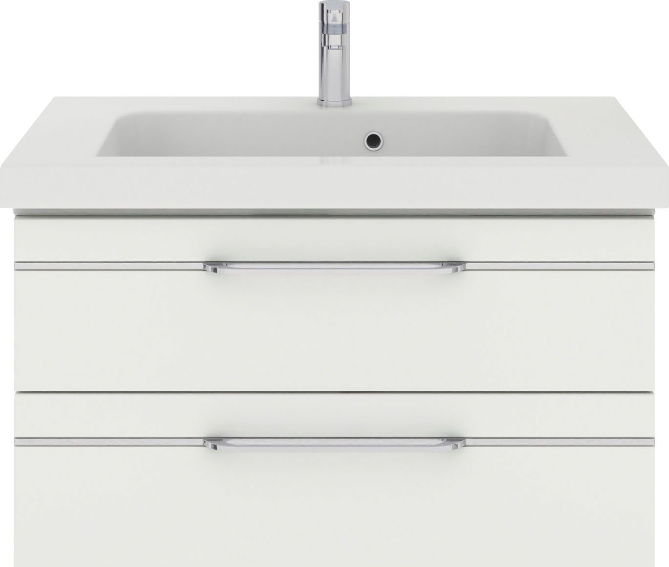 Saphir Badmöbel-Set Balto Sprint Waschplatz mit Mineralmarmor-Waschtisch, 92 cm breit, (1-St), Waschtisch und Unterschrank, inkl. Türdämpfer, mit 2 Schubladen