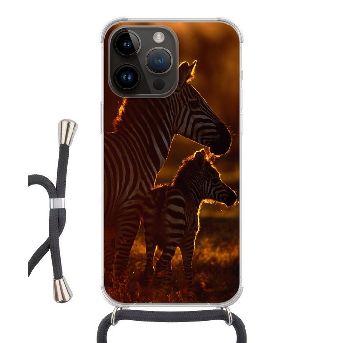 MuchoWow Handyhülle Zebra - Sonne - Fohlen Handyhülle Telefonhülle Apple iPhone 14 Pro