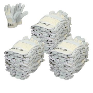 ECD Germany Arbeitshandschuh-Set Rindspaltleder-Handschuhe Arbeitshandschuhe Gartenhandschuhe 26 Paar Größe 9/L Natur mit Canvas-Stulpe Leder Rindspalt