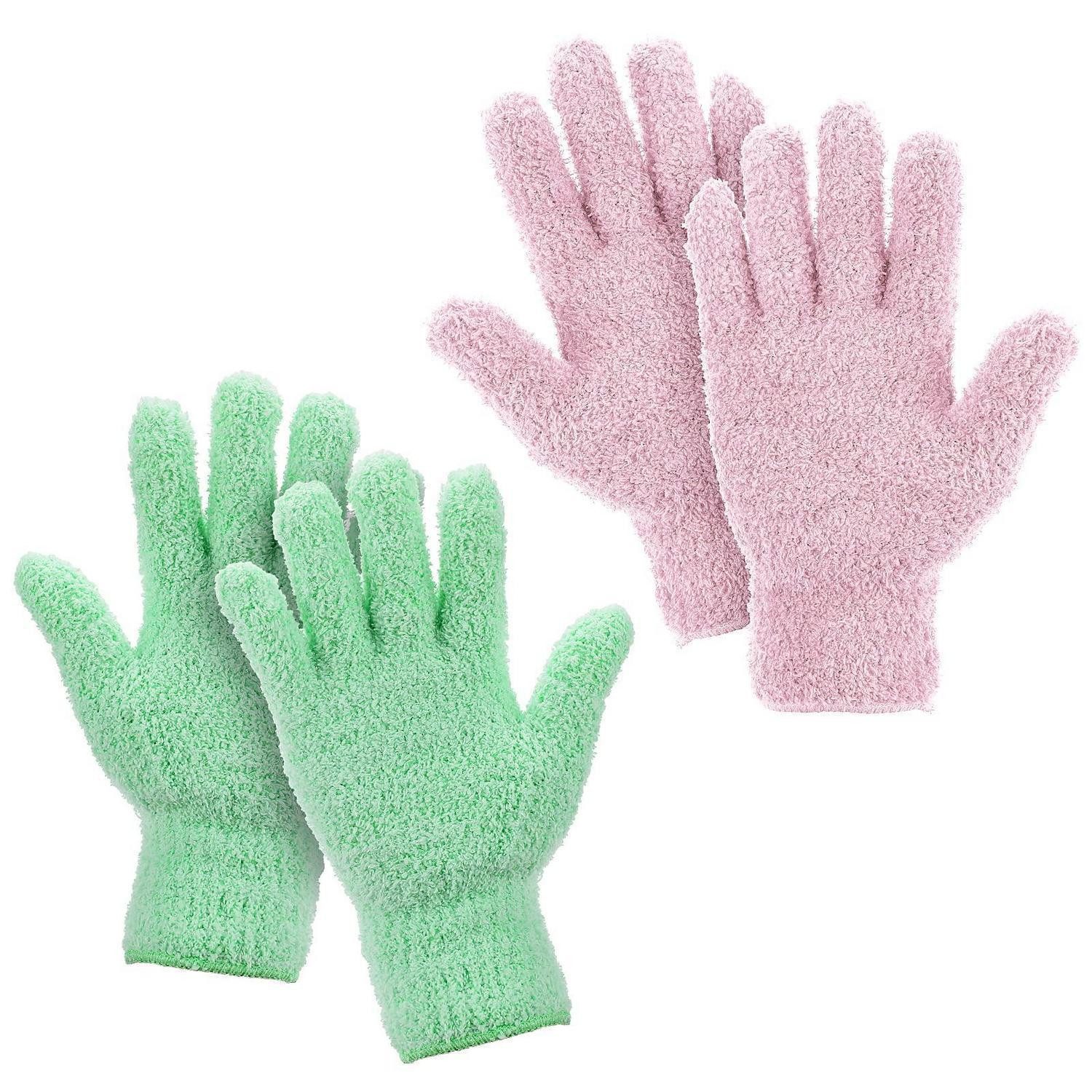 LuxusKollektion Reinigungshandschuh Staubhandschuhe Mikrofaser Korallenvlies Waschbar Abstauben Blau