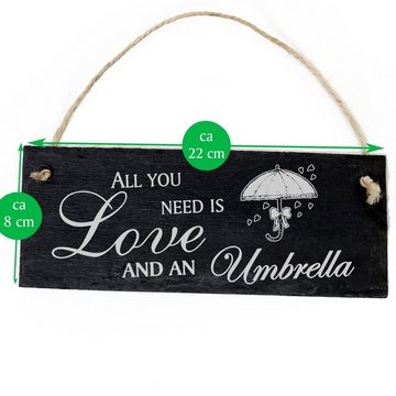 Dekolando Hängedekoration Regenschirm mit Herzen 22x8cm All you need is Love and an Umbrella
