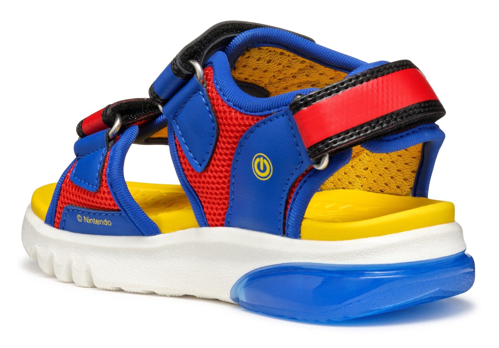 Geox J SANDAL CIBERDRON B Blinkschuh Sandale Klettschuh in buntem Design mit Super Mario Motiv und Blinkfunktion