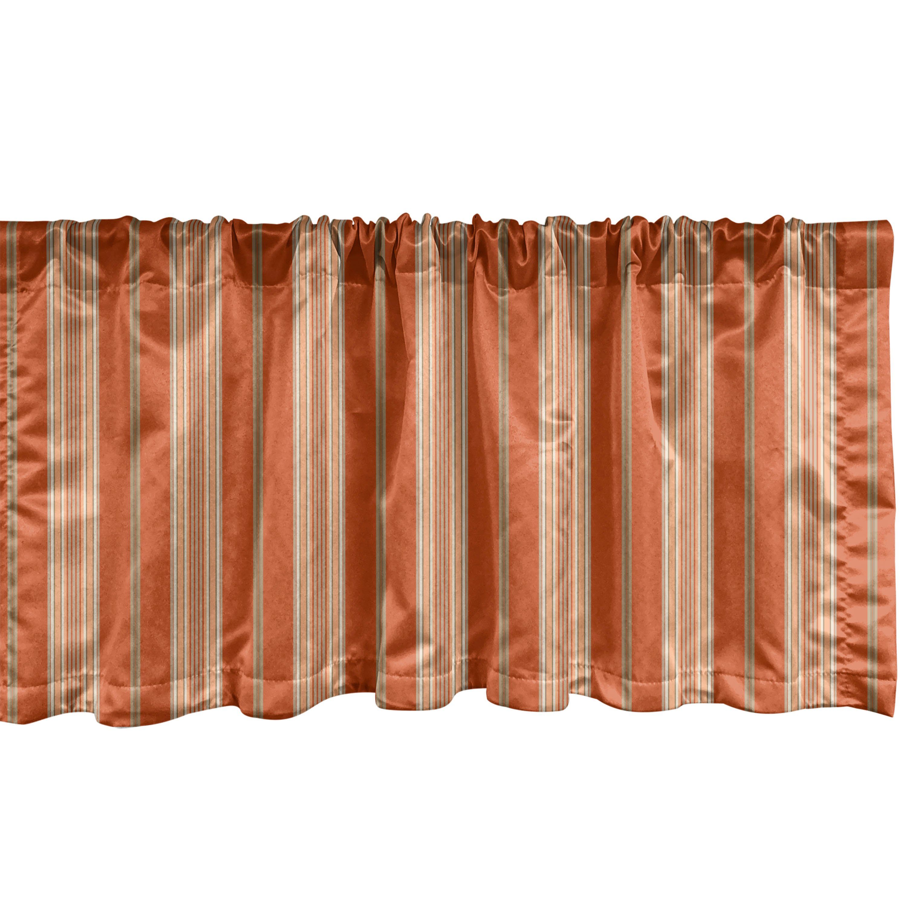 für Schlafzimmer Vorhang Abakuhaus, Volant Retro Burnt mit Themed Scheibengardine Dekor Stripes Microfaser, Stangentasche, Küche orange