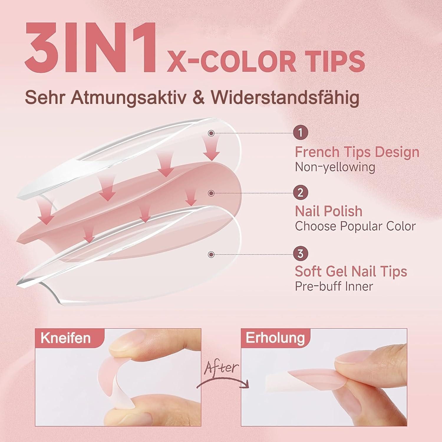 LuxusKollektion Kunstfingernägel Falsche Nägel Tips 120 Stück Französisch Aufkleben Quadrat Weiß Trapez