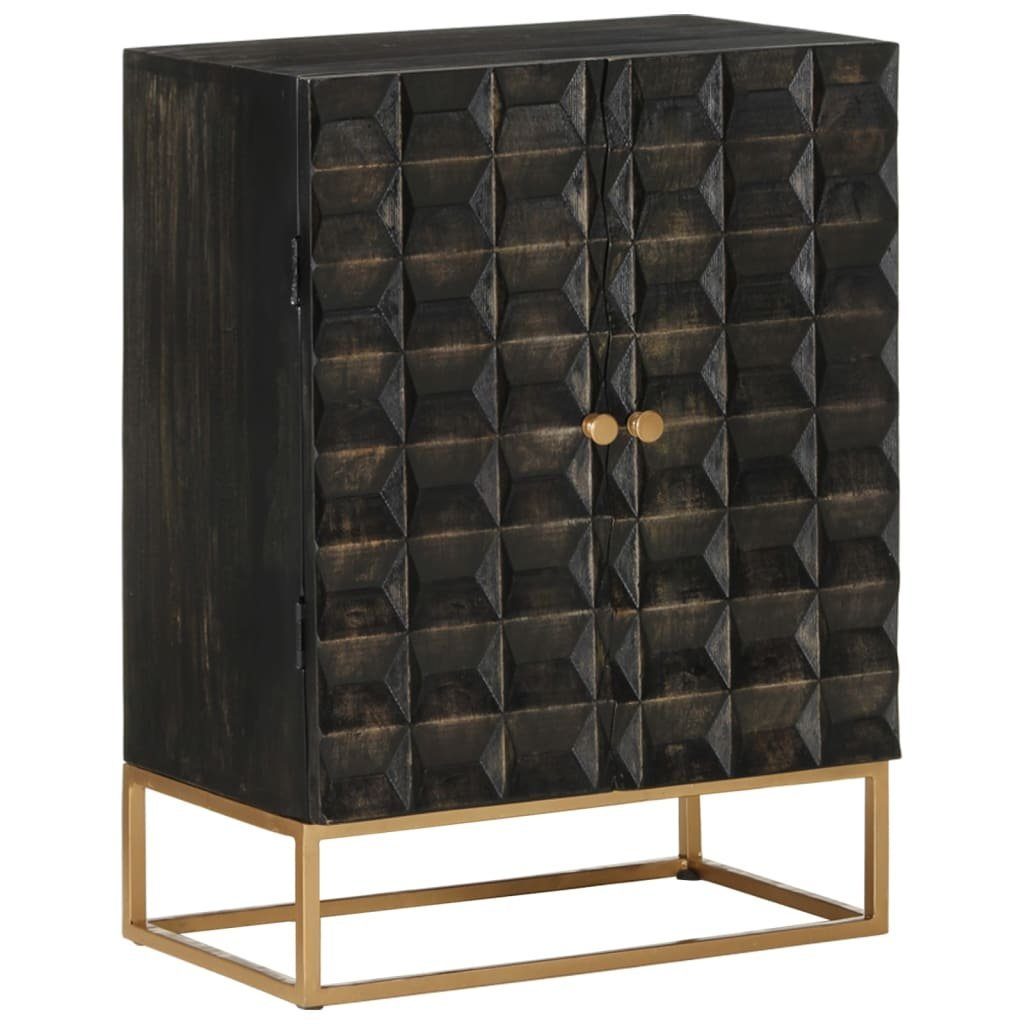 vidaXL Seitenschrank Sideboard Schwarz 55x34x75 cm Massivholz und Eisen (1-St)