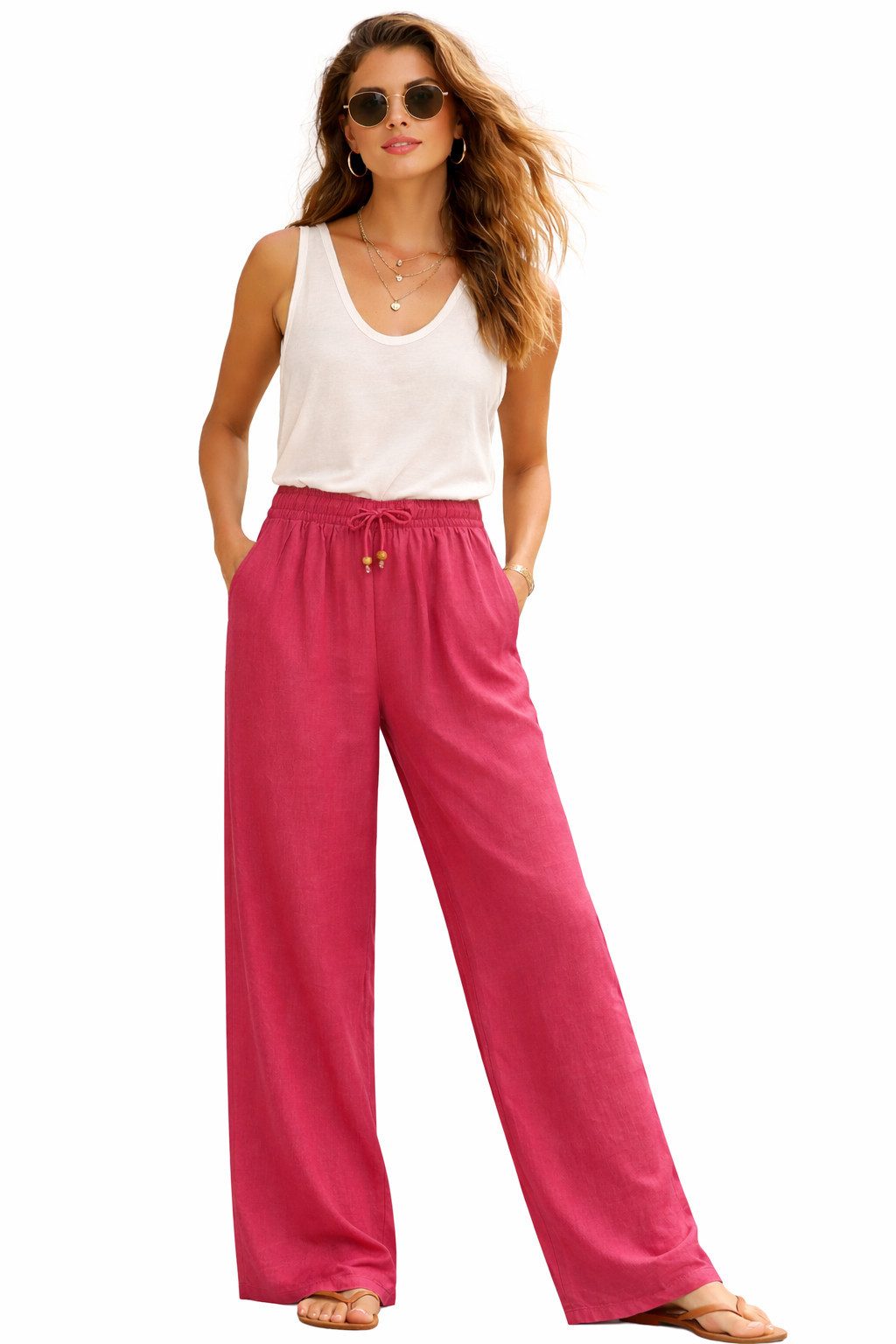 Eight2Nine Chinos Eight2nine Damen Leinen Hose Leinenhose Regular Freizeithose Sommer