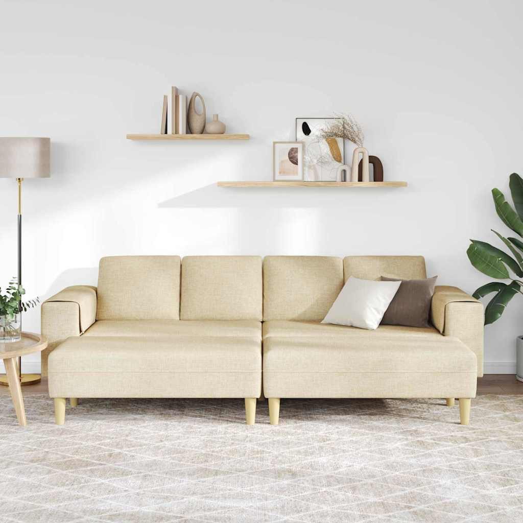 vidaXL Sofa Sofa Set Creme Stoff, günstig online kaufen