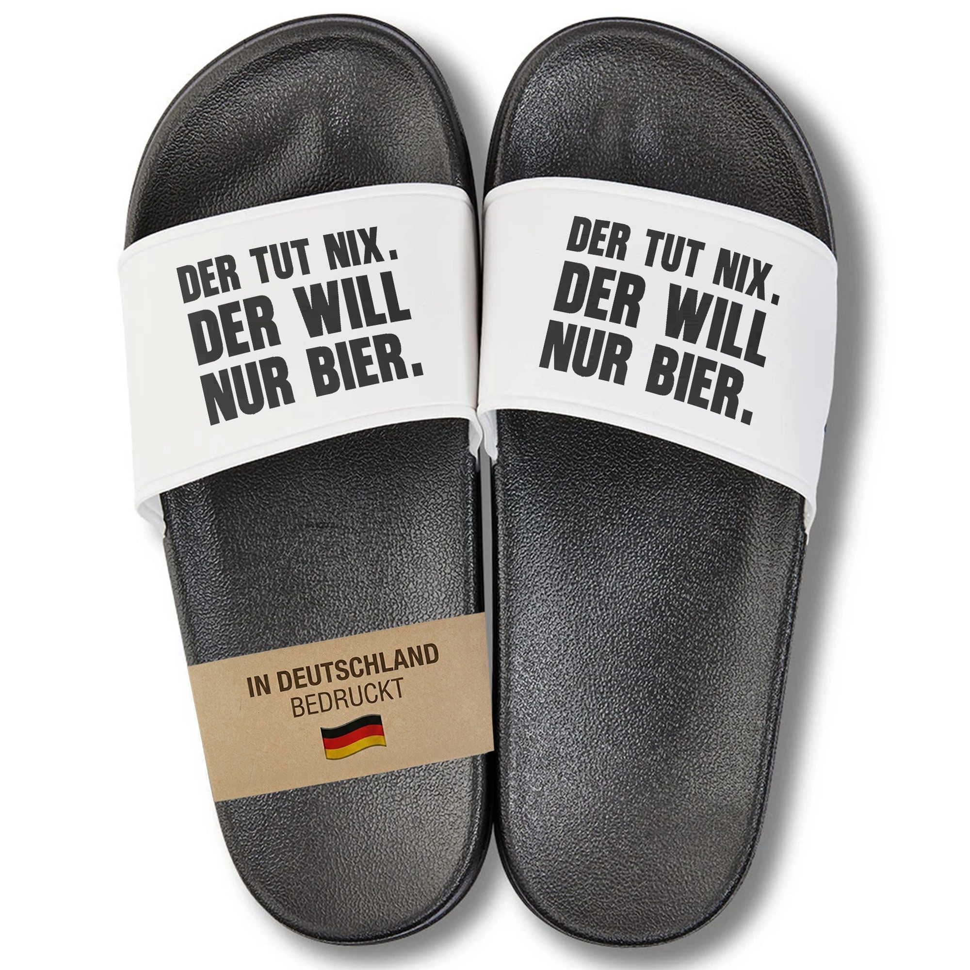 22Feels Geschenk Mallorca Party JGA Badelatschen Männer lustig mit Spruch Badepantolette IN DEUTSCHLAND BEDRUCKT