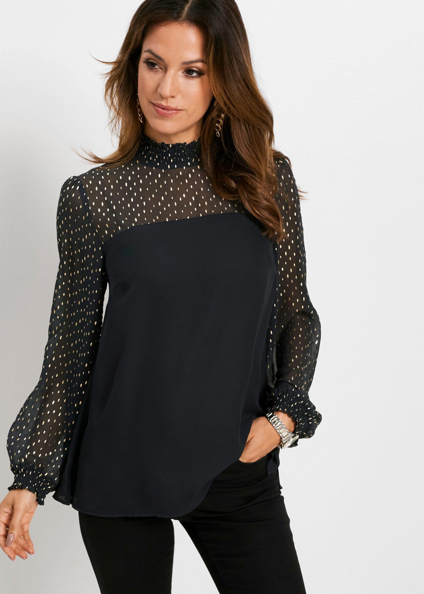 bonprix Tunika mit Stehkragen, elegant, Loose Fit