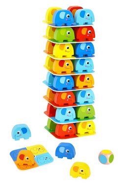 Tooky Toy Stapelspielzeug Stapelturm TKF070A 46 Teile, (46-tlg), Höhe 38 cm Elefanten Würfel Balancierspiel