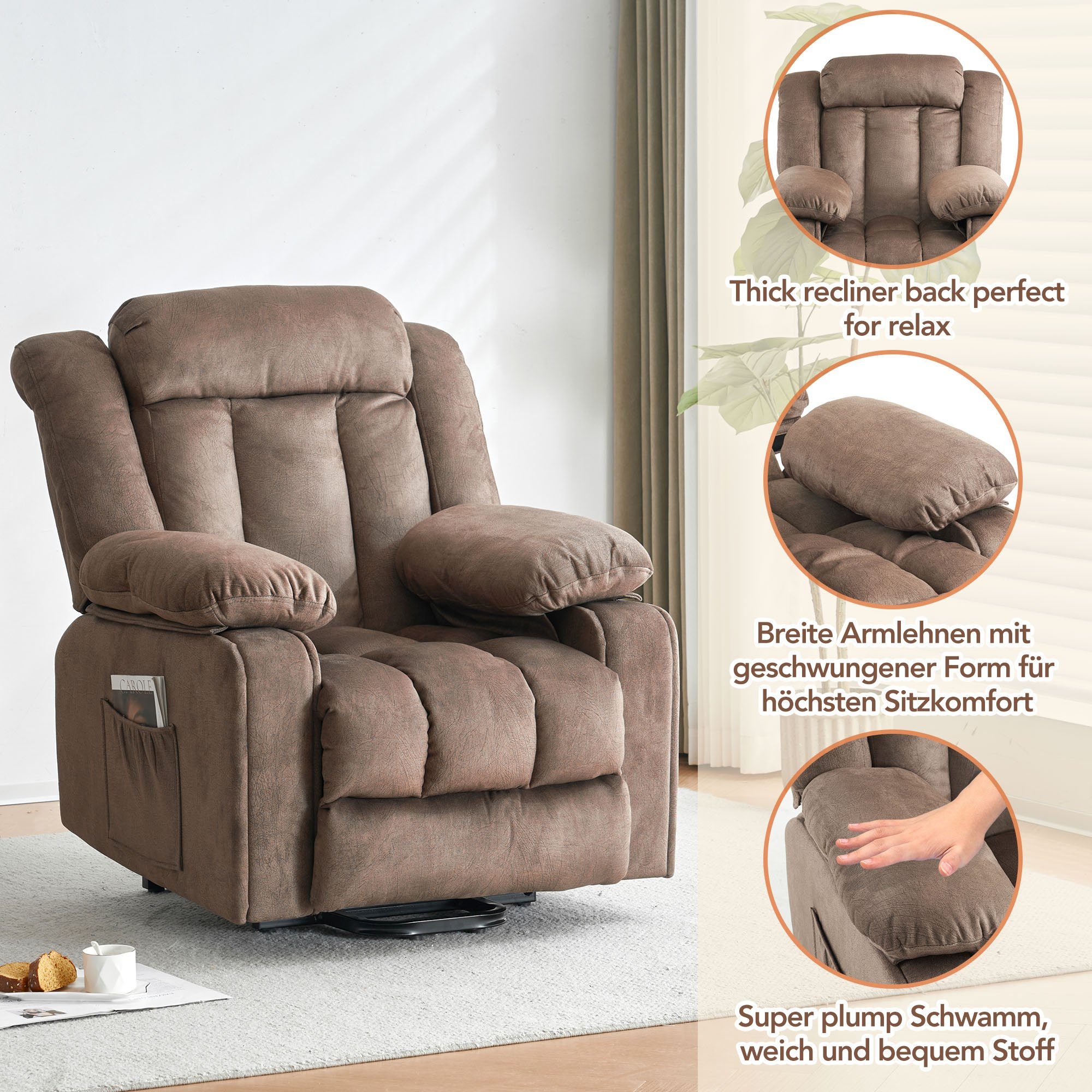 Stuhl mit Relaxsessel Aufstehhilfe Massagestuhl Gotagee TV-Sessel Massagesessel Elektrisch