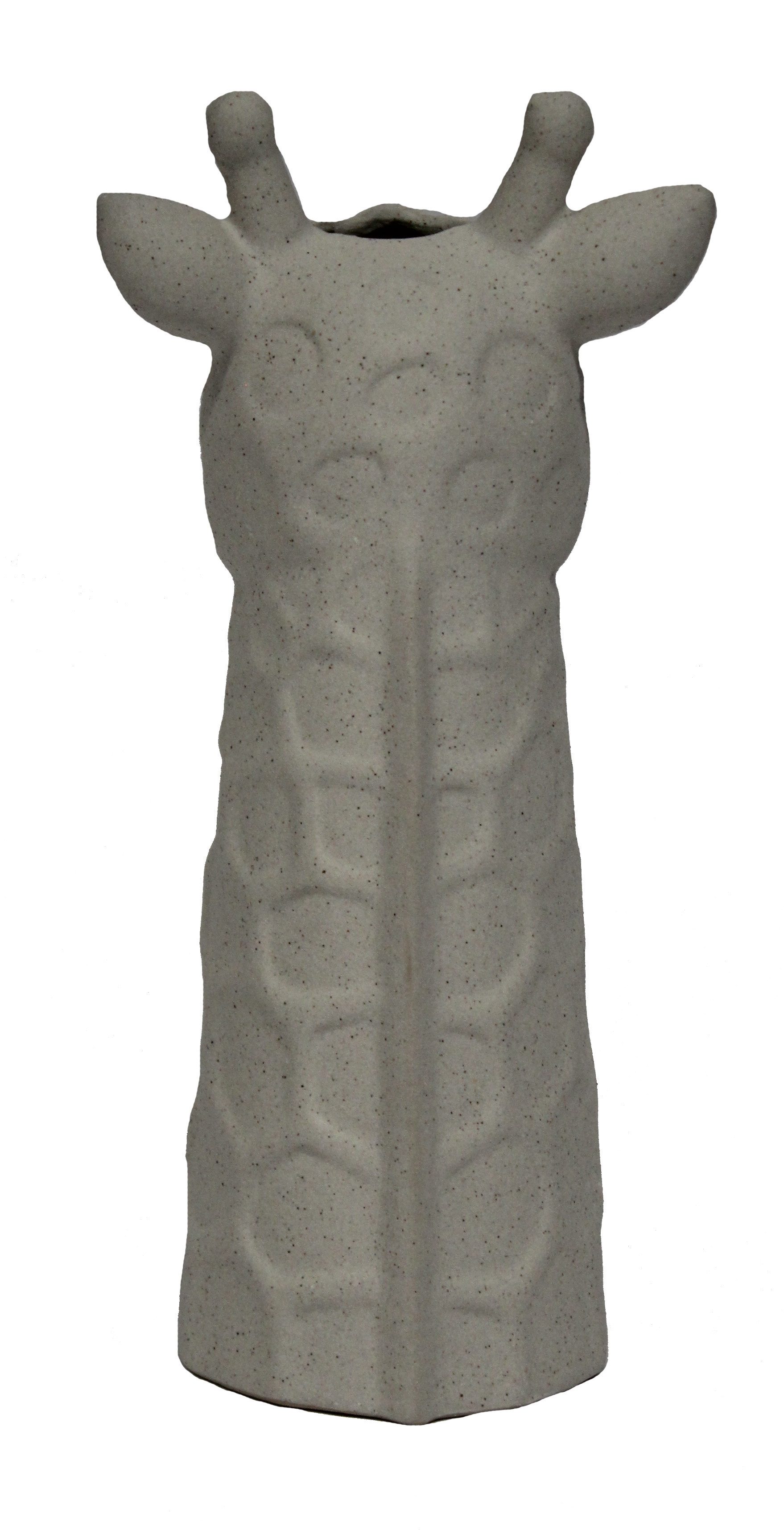 Wurm Dekovase Vase Giraffen-Kopf aus Keramik - weiß, Sand-Finish-Optik B14xH26xT12cm