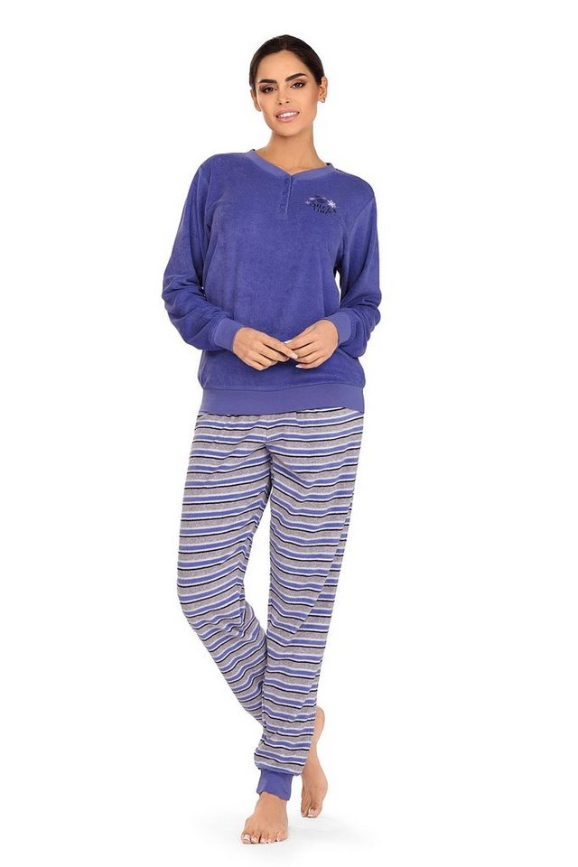 comtessa Schlafanzug (Set, 2 tlg., 2-teilig) Damen Schlafanzug 2-teilig  Pyjama Knopfleiste Baumwolle Frottee, Material: 80% Baumwolle, 20%  Polyester, in