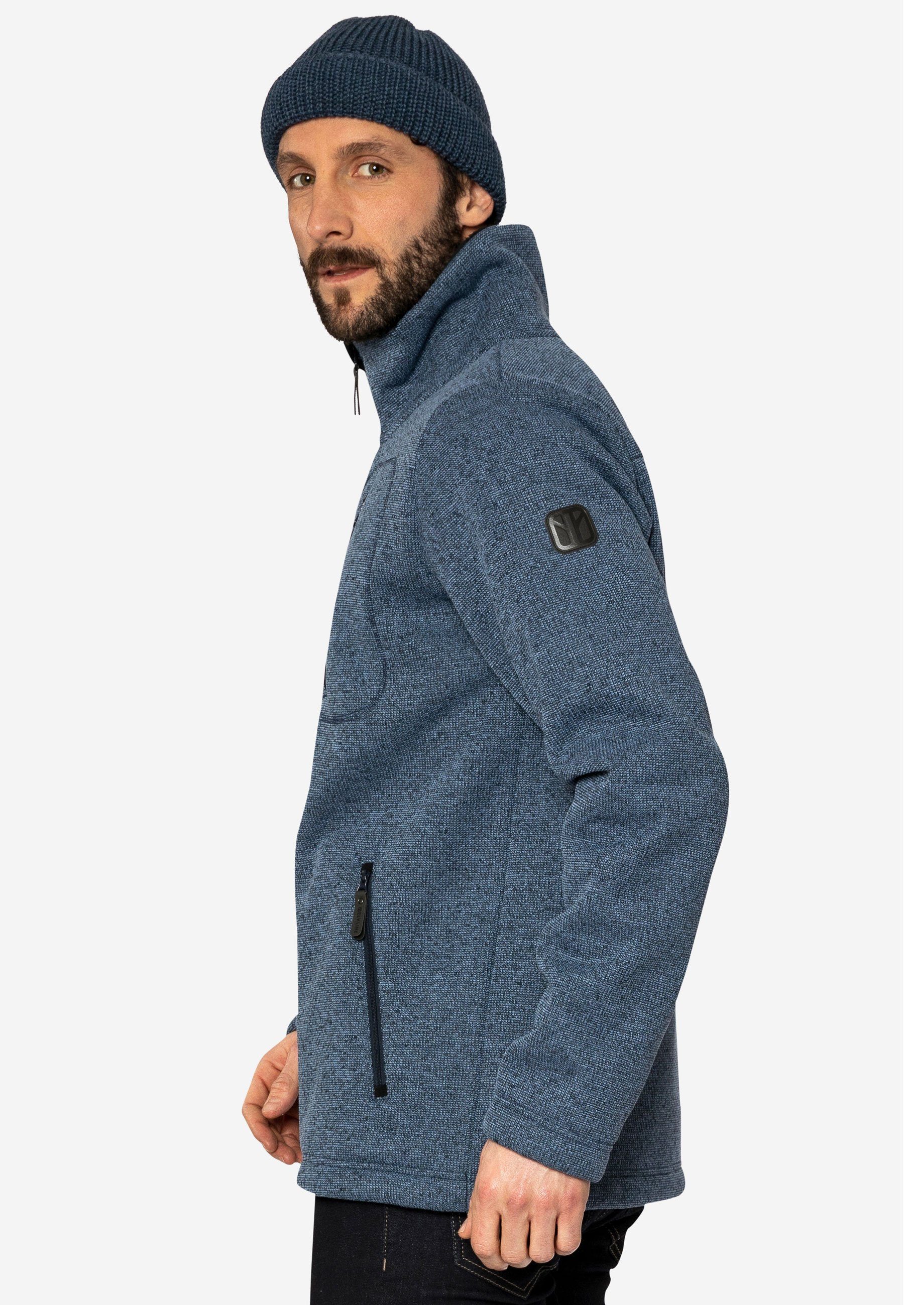 in Elkline Strick wohlig Chance Fleecejacke winddicht ashblue-black und Fat warm Optik