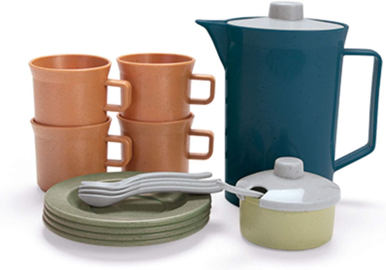 dantoy Spielküche Kaffeeservice aus nachhaltigem Zuckerrohr-Material – 17-teilig