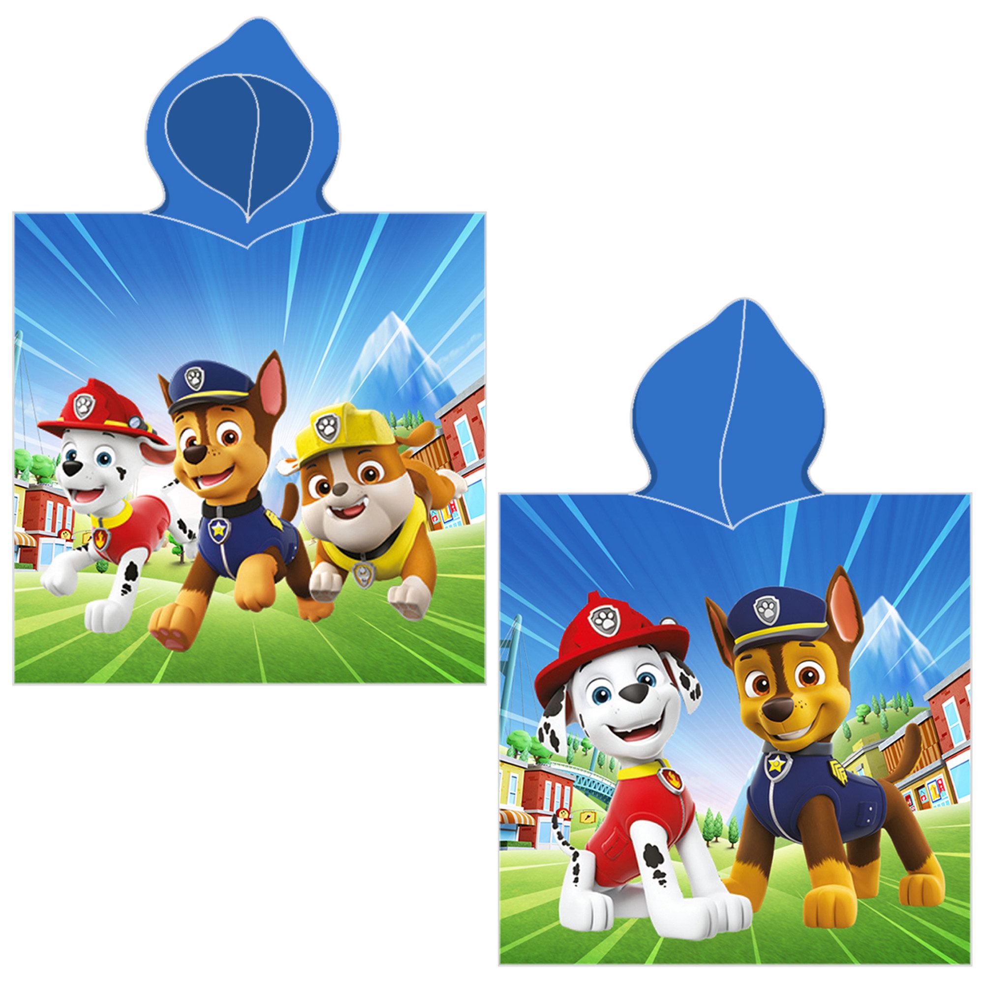 BERONAGE Kapuzenhandtuch Paw Patrol Kinder Kapuzen Bade-Poncho Boy's Blau 60x120 cm, 100% Baumwolle, Frottee in Velours-Qualität