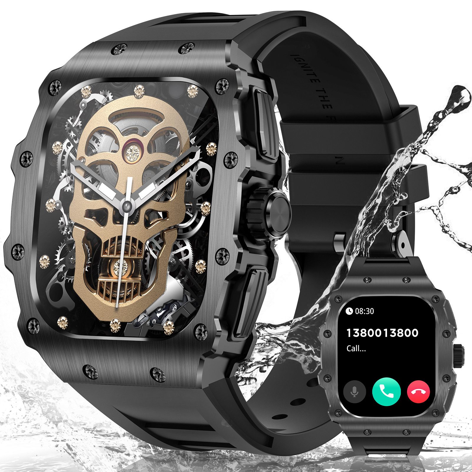 Smartwatch Herren Militärische mit Telefonfunktion Fitnessuhr Smartwatch