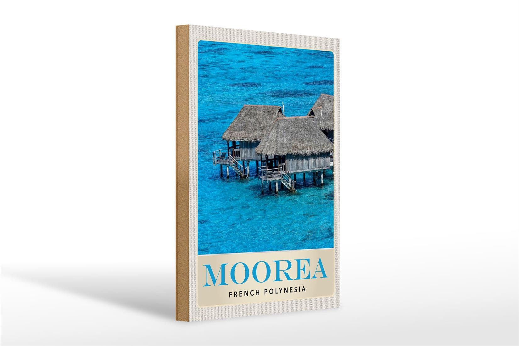 Holzbild Reise 20x30cm Moorea Insel Süd-Pazifik Urlaub