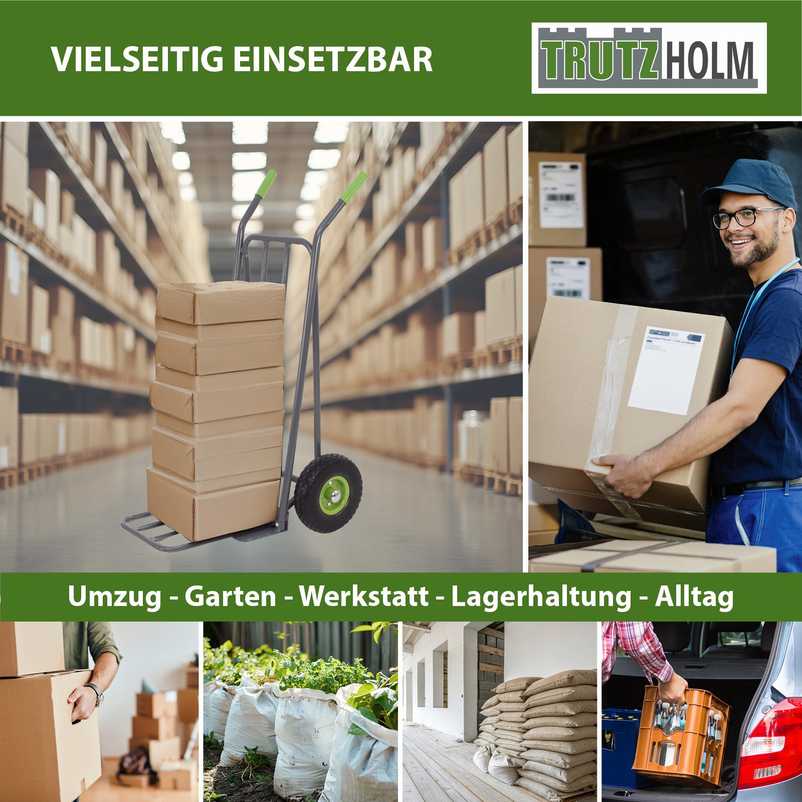 TRUTZHOLM Sackkarre Paketkarre mit extra Ladefläche 42 cm Traglast 250 kg Stahlrahmen, Klappbar – Bild 5 von 5