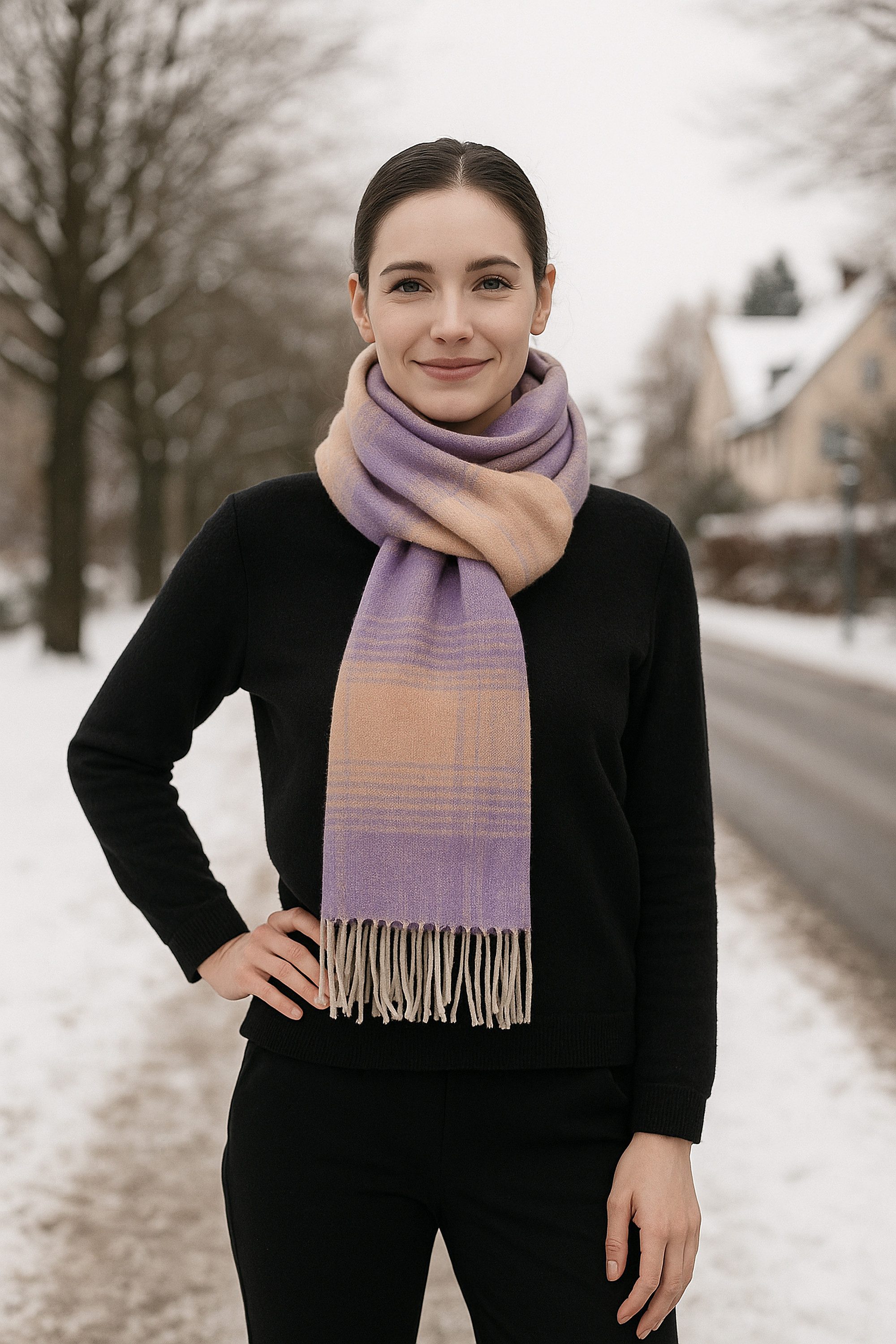 COLLEZIONE ALESSANDRO Wollschal Melbalila, (1-St), in hellem lila und pfirsich, Made in Italy