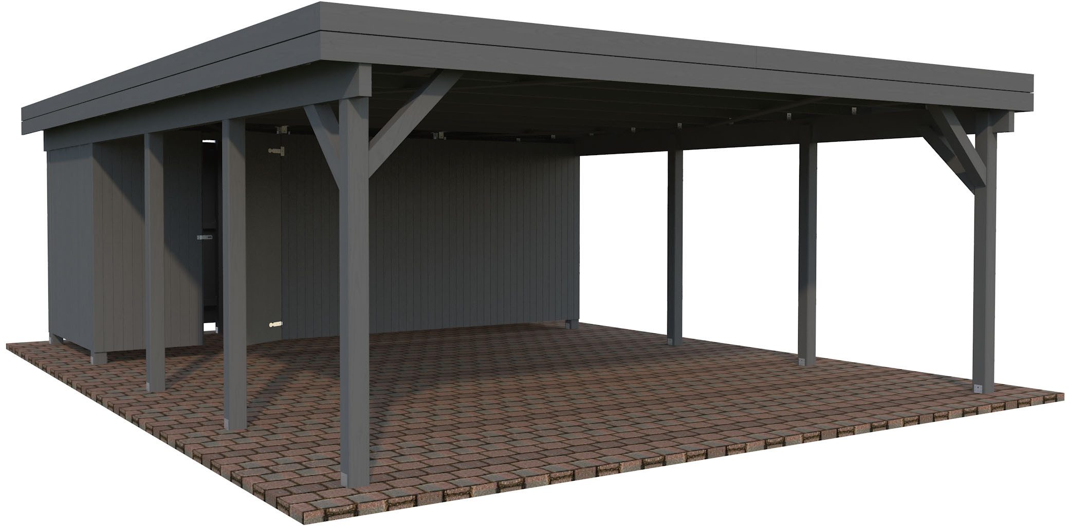 Palmako Doppelcarport Karl mit Geräteraum, BxT: 600x764 cm, 209 cm Einfahrtshöhe